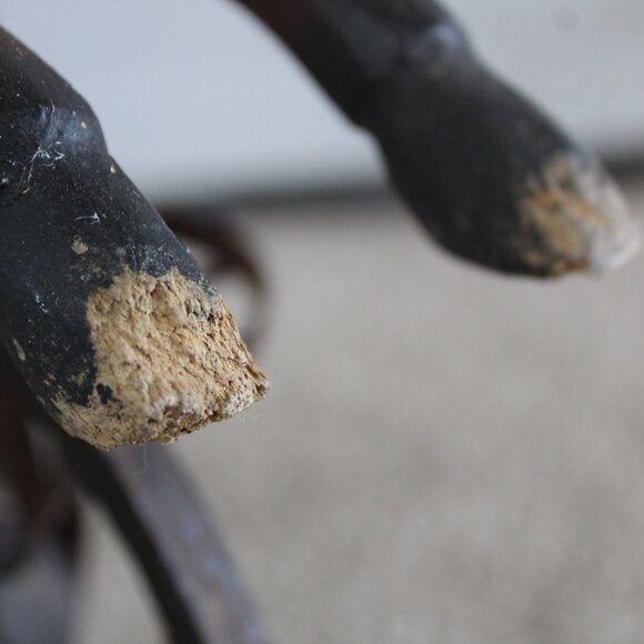 Antique 17.5"Tall x 16" Wood & Cast Iron Leather Saddle Horse Trike - Picture 6 of 16